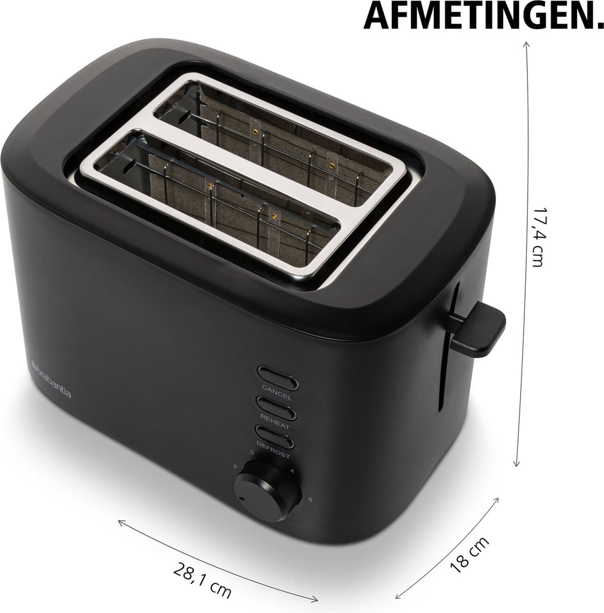 Brabantia Broodrooster - 980 Watt - 6 Roosterstanden - Toaster met Snoeropbergruimte - BBEK1027 thumbnail 4
