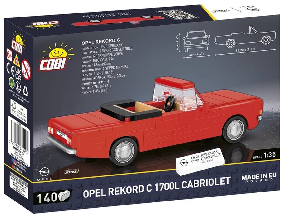 COBI Opel Rekord C 1700 L Cabriolet: Youngtimer bouwset thumbnail 2