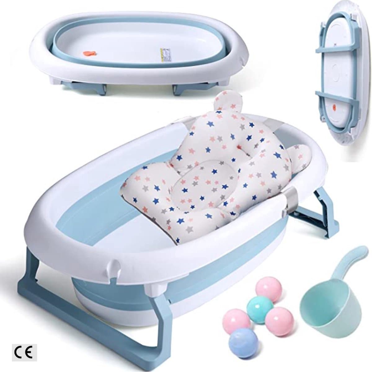 Opvouwbare Babybadkuip - Babykuip - Baby Bad - Babyzitje - Inclusief Kinderballen - Baby - Babyhaarwasbeker - Babybadkuip Opvouwbaar - 80 x 49 x 25 cm thumbnail 2