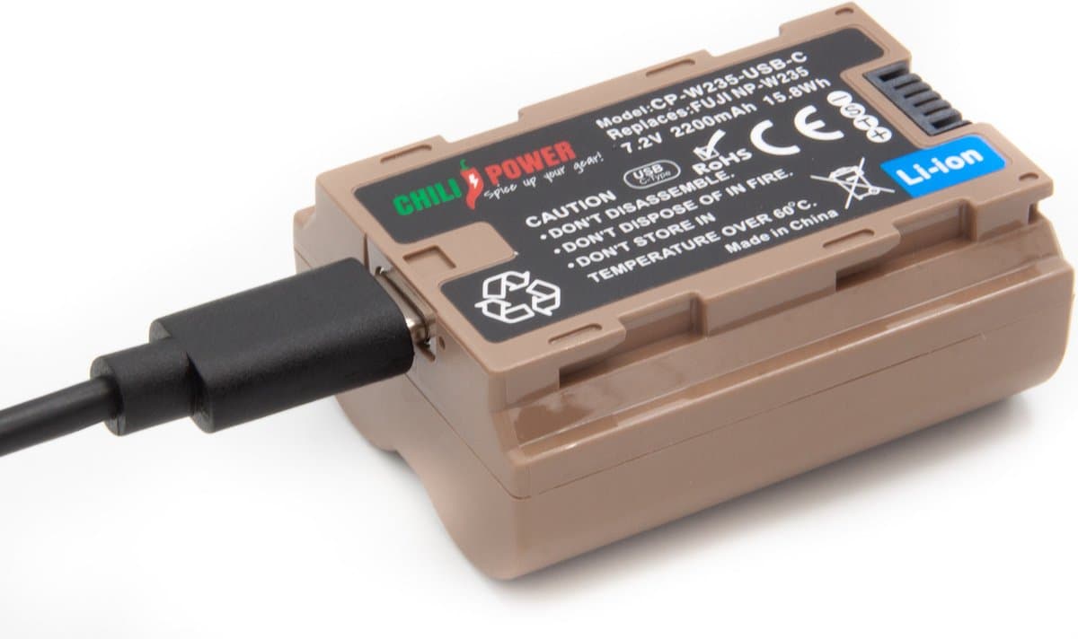 ChiliPower accu NP-W235 USB-C versie voor Fujifilm - 2200mAh thumbnail 3