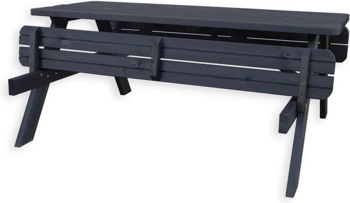 Zwarte Picknicktafel Deluxe 180cm Zwart| Tuintafel 6 Persoons | Duurzaam Behandelde Tuin Tafel thumbnail 2