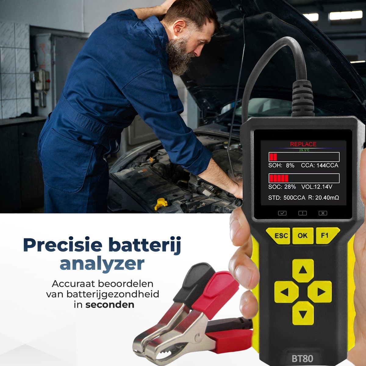 Deluxness®- OBD2 Scanner en Batterijtester – Jumpstarter voor Auto - Diagnosecomputer – Auto Uitlezen – Storing Verwijderen – Accutester 12V - Nederlandse Taal - Motorstoring - Diagnose apparatuur voor auto's thumbnail 8