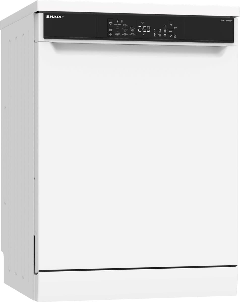 Sharp QWNA25F44BWEU - vrijstaande vaatwasser - energie label B - 14 couverts - besteklade + topsproeier - wit thumbnail 5
