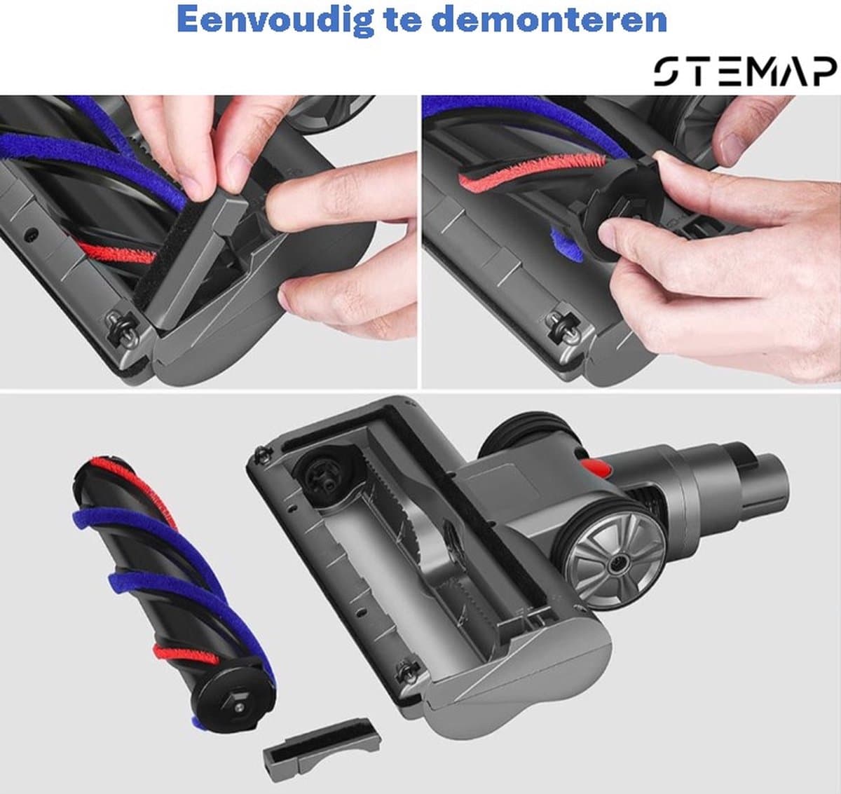 Stemap® Roterende Borstel | Compatible met Dyson V7 V8 V10 V11 V15 | Turboborstel Zuigmond Elektrisch Mondstuk | Directe aandrijving | Vloerborstel met 4 LED-lampen thumbnail 5