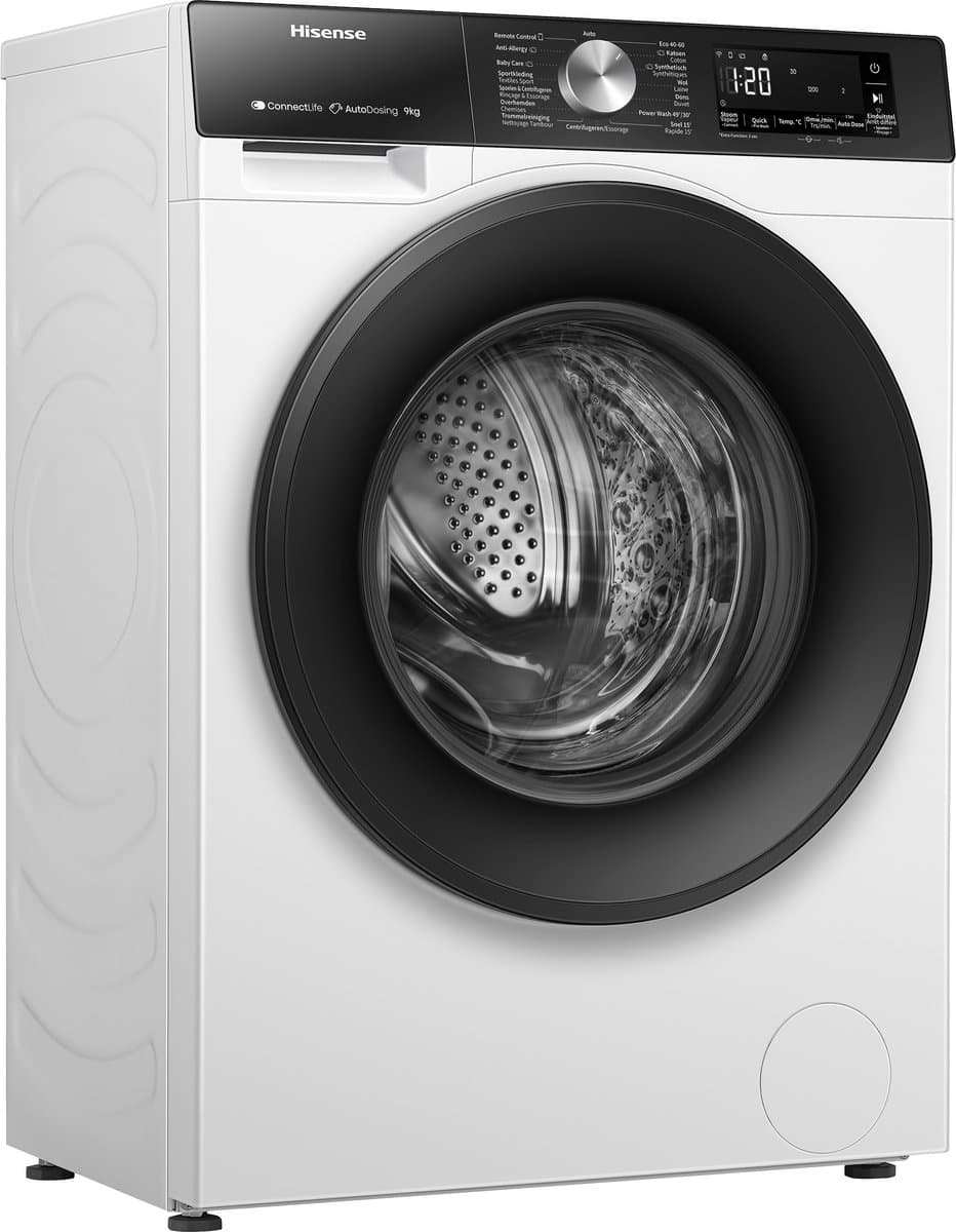 Hisense 3S Serie WF3S9045BW3/BLX - Wasmachine met Energielabel A -30% - 9kg - Autodose - 72dB (A) - Steam Wash - 1400 toeren - Power Wash 49' - ConnectLife - Inhoud Trommel 60 Liter thumbnail 3