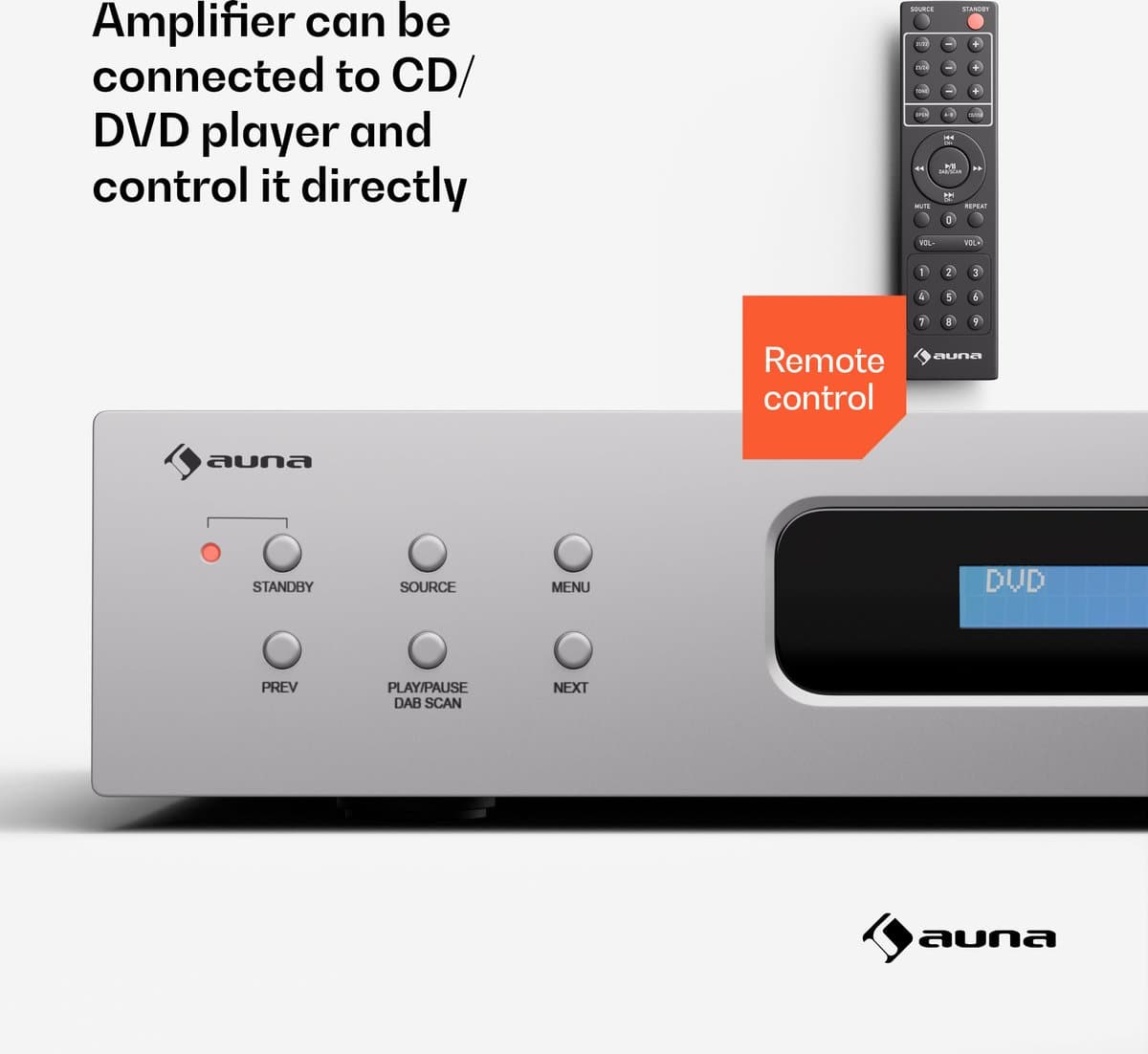 Auna Art22 amplifier DAB+ BT Hifi versterker - Bluetooth - DAB+/FM radio - 2 x 60 W - Wit en zilver metallic thumbnail 6