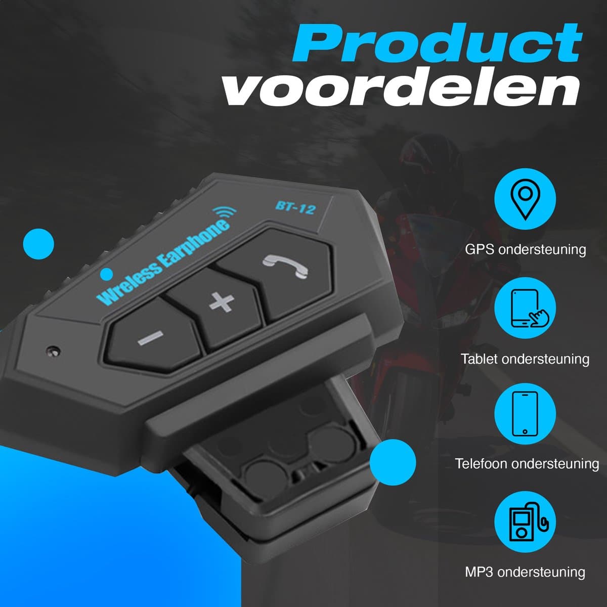 Garpex Motorhelm headset - Bluetooth - handsfree bellen - IP67 waterbestendig thumbnail 4