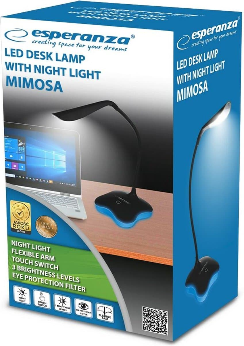 LED Bureaulamp - Estoya Mimo - 3W - Helder/Koud Wit 5500K - Touch Schakelaar - Dimbaar - Flexibele Arm - USB Opladen - Mat Zwart - Kunststof thumbnail 3