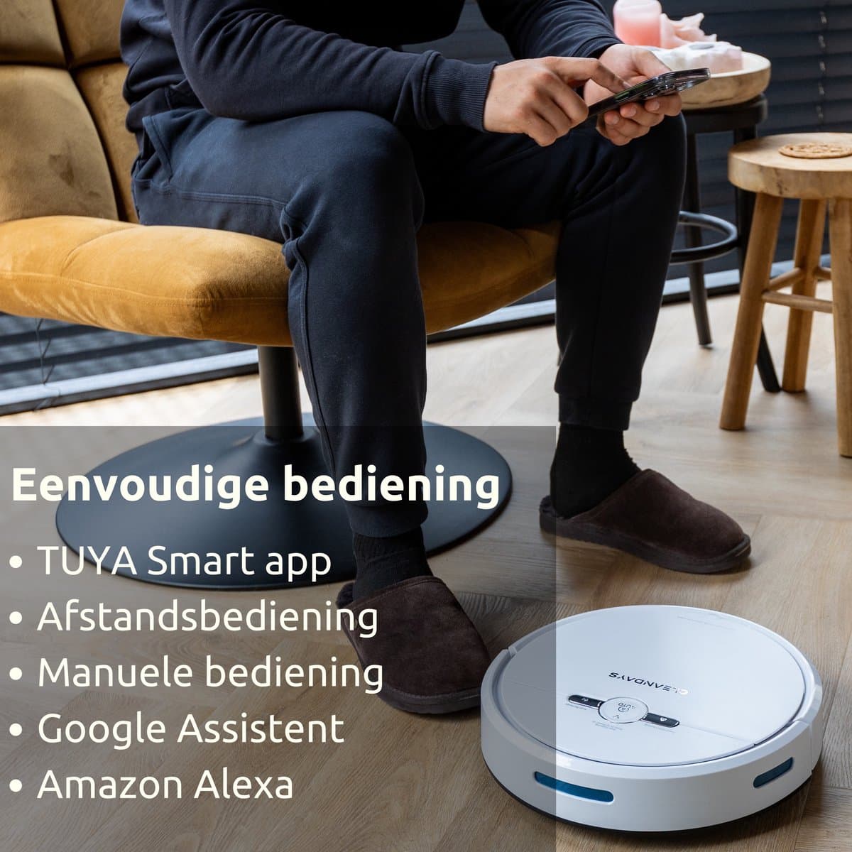CleanDays Robotstofzuiger met dweilfunctie - Slimme navigatie - Dweilrobot - Robotstofzuiger met laadstation - Werkt met huisdieren - Inclusief Nederlandstalige app & afstandsbediening - D2-001 thumbnail 3