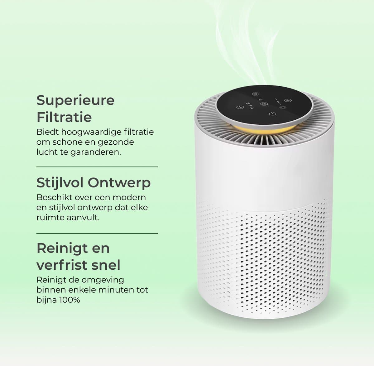 Ayma&Co Pure Air Pro | HEPA13 Filtersysteem - 80m² - Tegen Stofdeeltjes, Pollen, Schimmelsporen, Bacteriën, Virussen, Rookdeeltjes, Hooikoorts- Zeer stil & slaapstand- thumbnail 7