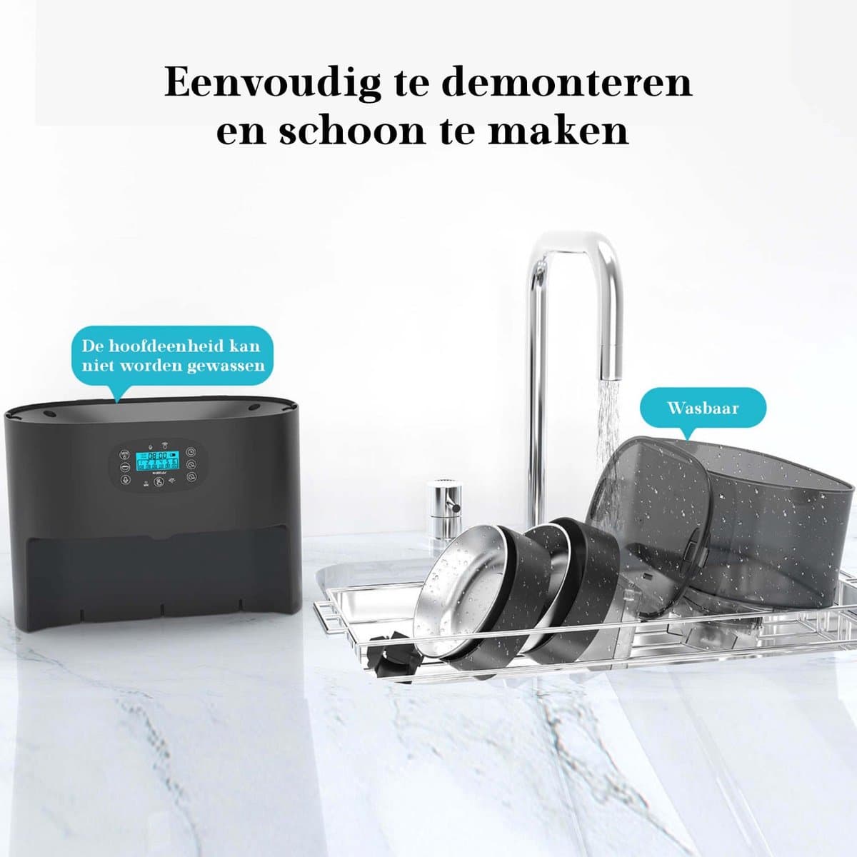 Automatische Voerbak - Kat en Hond - 2-in-1 Voerautomaat - Voerautomaat - Voice Recorder & Timer - Smart App Besturing - Voerdispenser - 6L - Zwart - Honeyguardian thumbnail 5