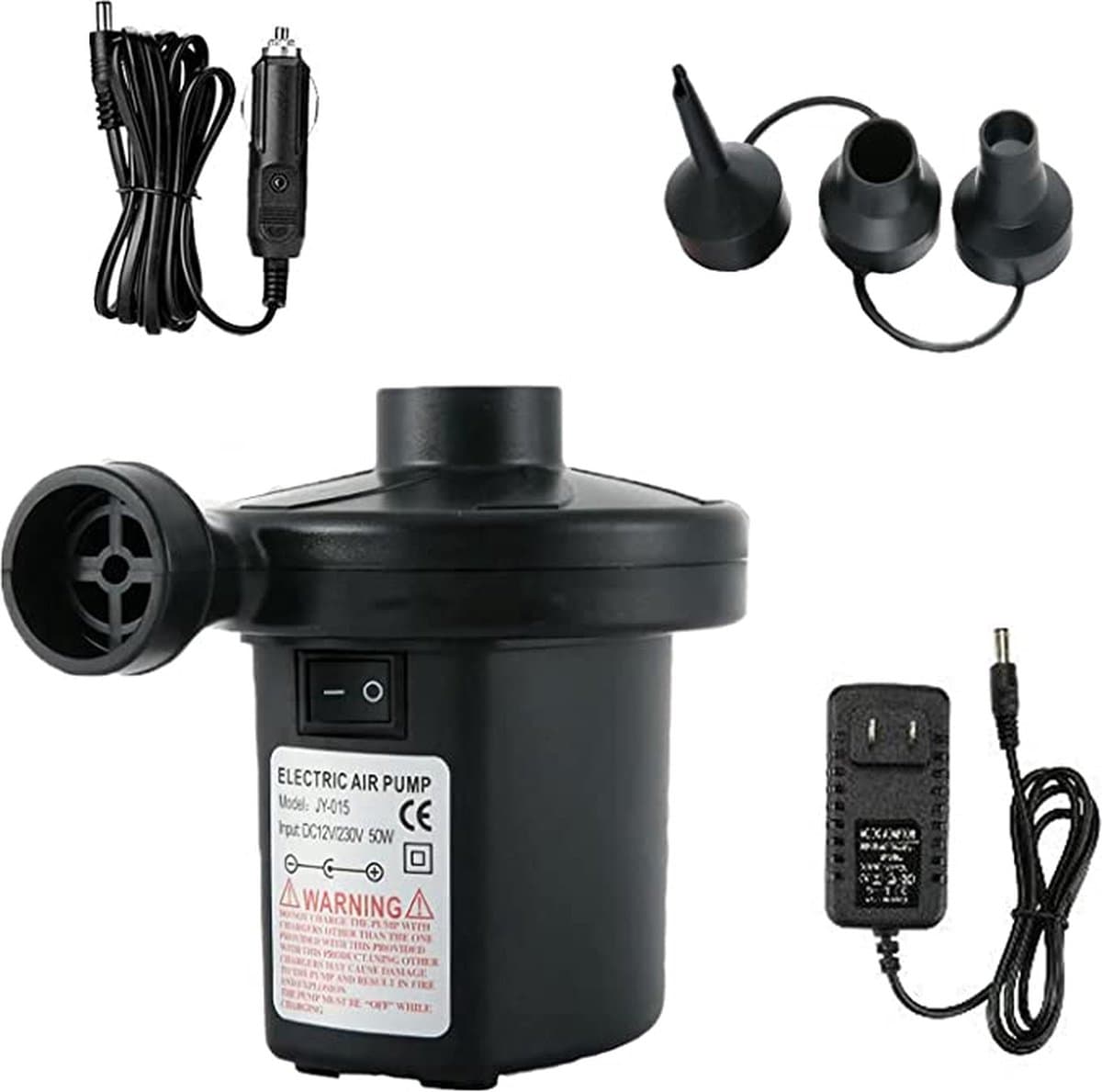 iBright Elektrische pomp - Luchtpomp - Extra krachtig - 12 en 230 Volt - 450 Liter/min - Zwart thumbnail 3