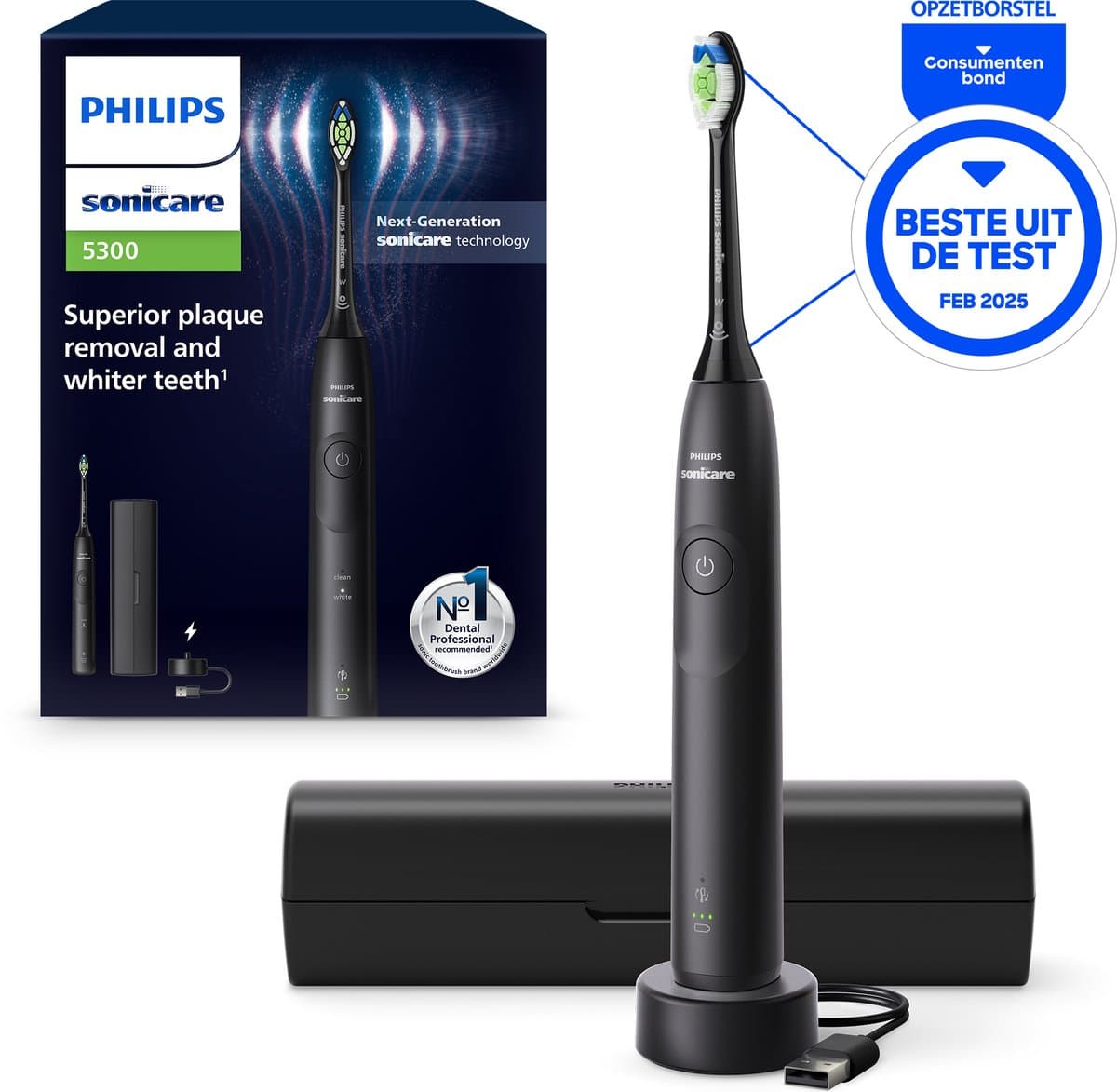 Philips Sonicare 5300 Series - Elektrische Tandenborstel - Zwart - Reisetui - Wittere tanden - HX7101/02 thumbnail 5