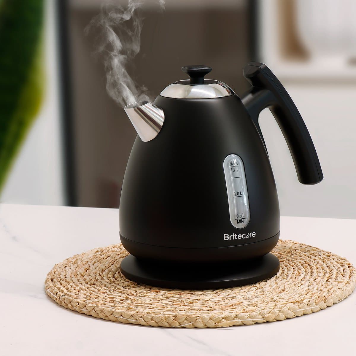 Waterkoker met Temperatuurregeling - Warmhoudfunctie - RVS - 1.7L - 40 tot 100°C - 2200W - Retro design - Zwart - Britecore thumbnail 5