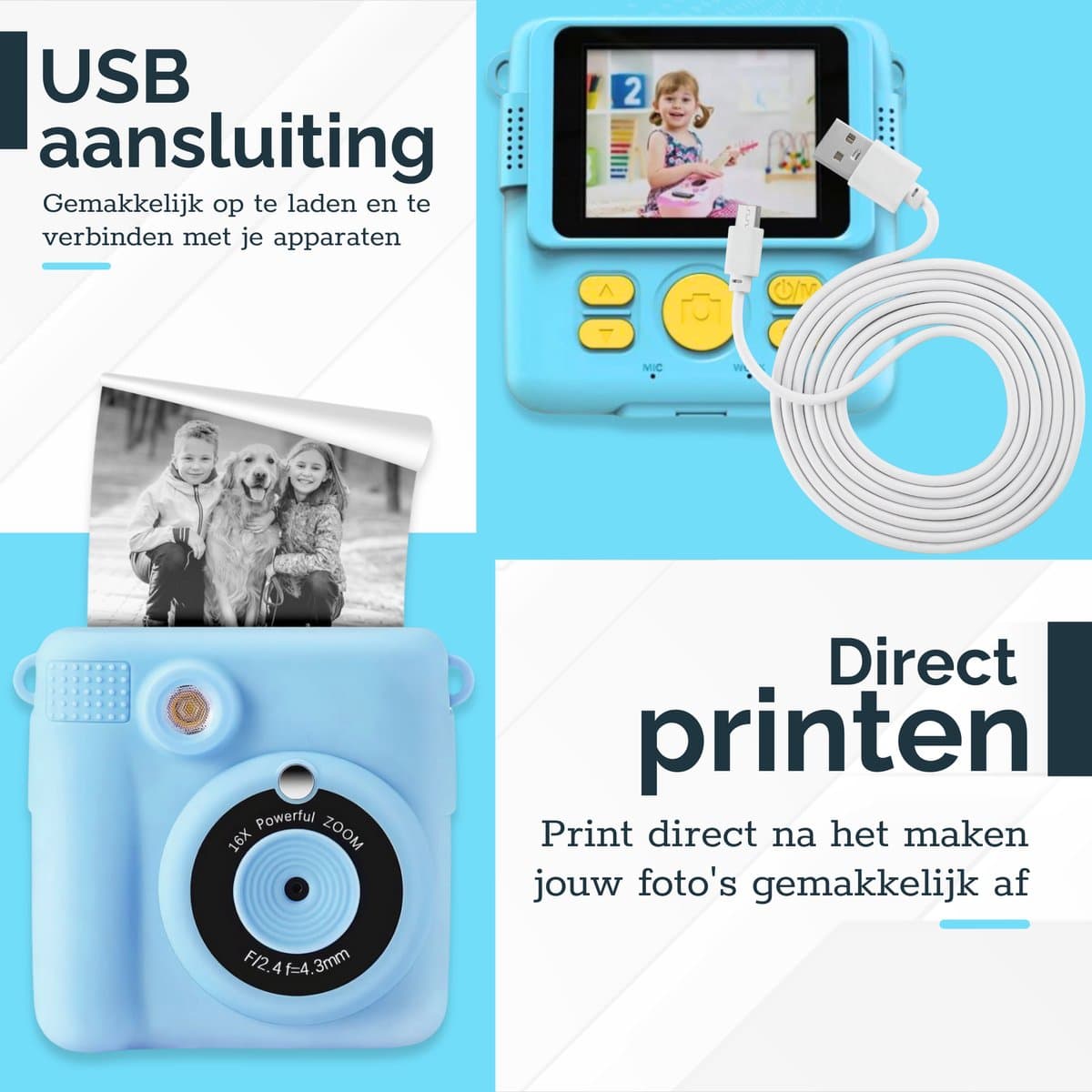 Digitale Instant Kindercamera Montessori speelgoed 10-in-1 Interactieve Speelgoed Camera - Educatief speelgoed met Smartgames - Kinderspeelgoed 4 Jaar tot 10 Jaar. Fototoestel voor Kinderen – Blauw thumbnail 7