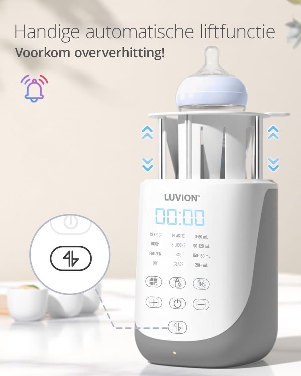LUVION® Smartlift PRO Flessenwarmer - 60 in 1 Slimme Flessenwarmer – Makkelijk en precies in te stellen voor elk flesje - Het flesje komt automatisch omhoog uit de flessenwarmer zodra deze op temperatuur is thumbnail 5