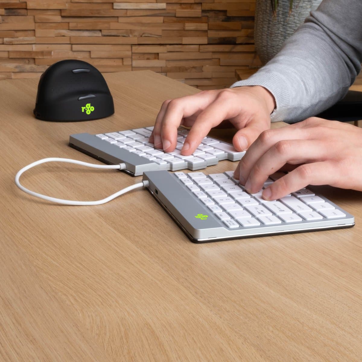 R-Go Split - Ergonomisch toetsenbord - Bluetooth - Break software - US QWERTY Layout - Wit thumbnail 8