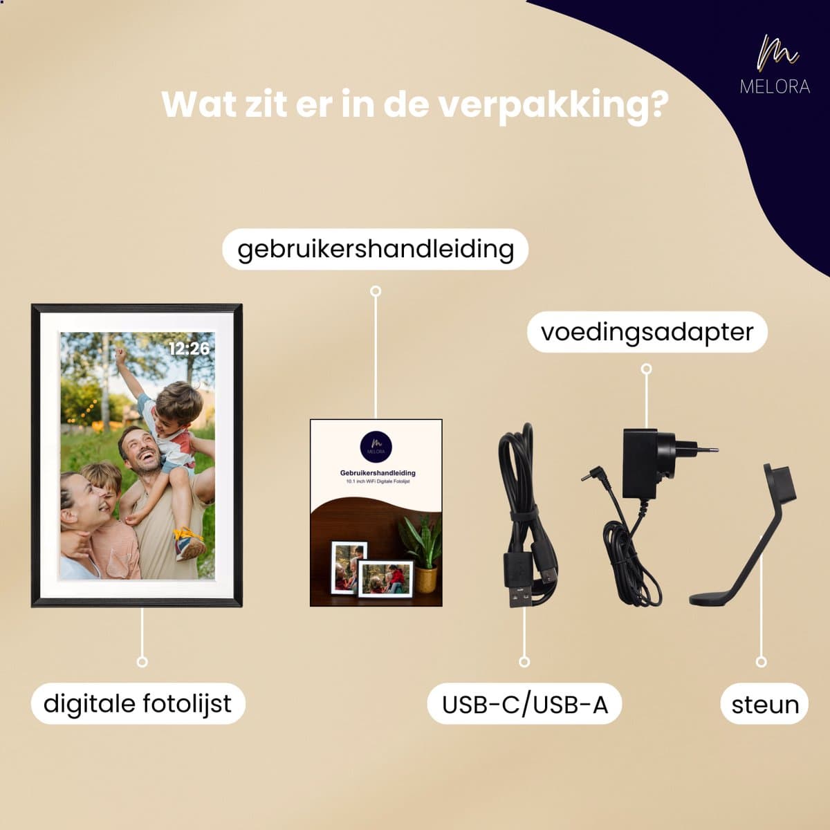 Melora Digitale Fotolijst met WiFi - 10.1 inch - 32 GB - Frameo App - Digitale Fotolijsten - Digitaal Fotolijstje - Digitale Fotokader thumbnail 8
