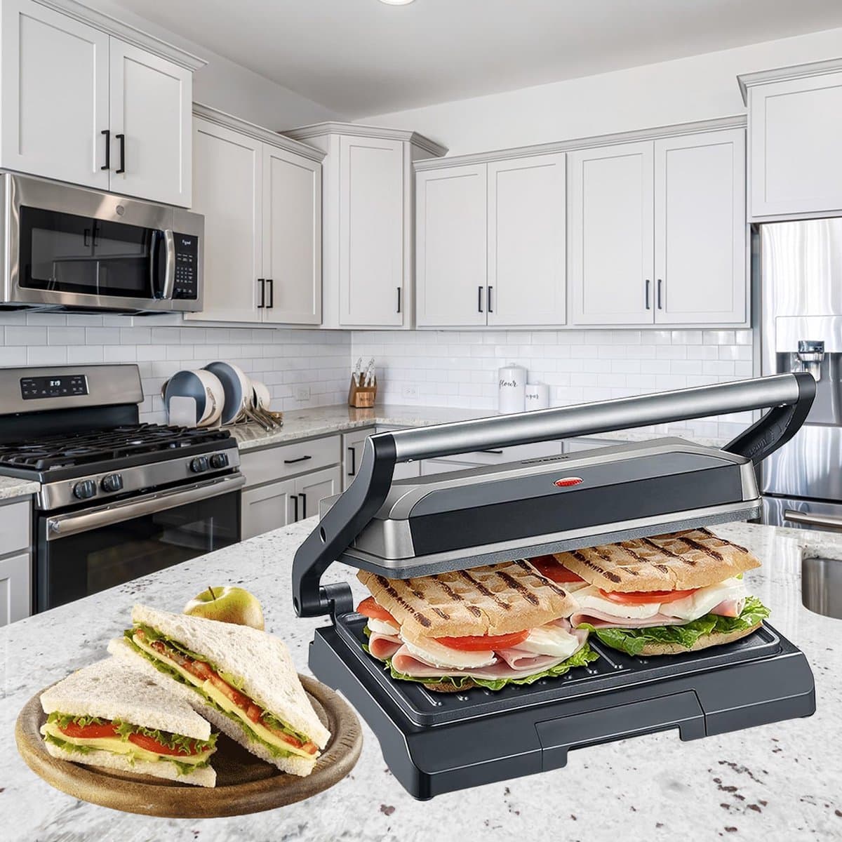 DailySupplies® Contactgrill - Tosti Apparaat - Tosti-ijzers - Panini Grill - Zwart met Zilver thumbnail 3
