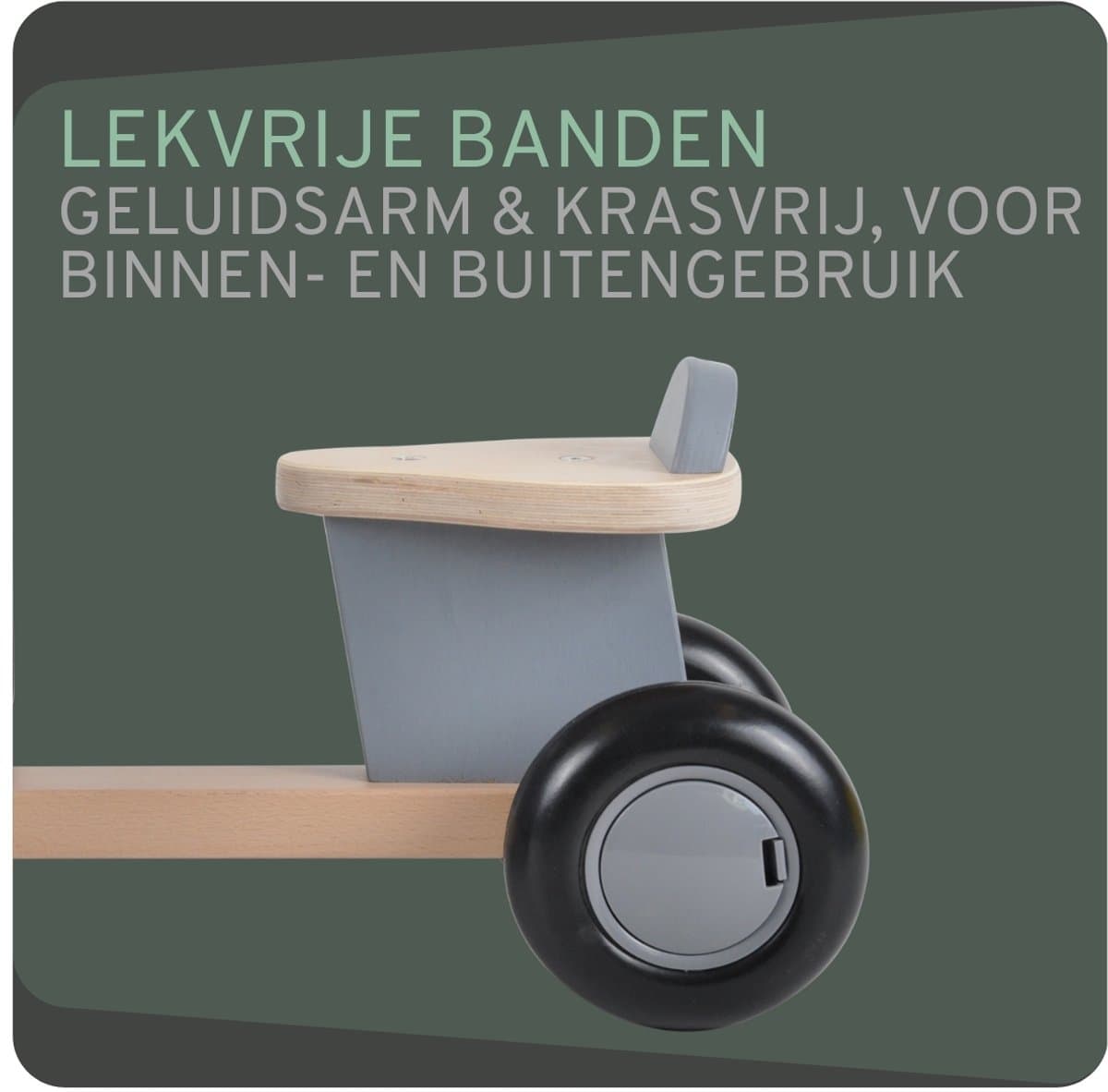 Bandits & Angels Bakfiets Loopfiets Hout Little Rider Grey vanaf 1 jaar - Voor Jongens en Meisjes - Ride-On Houten Bakfiets - Houten Loop Fiets Grijs - Geluidsarme Wielen - Kraamcadeau thumbnail 7