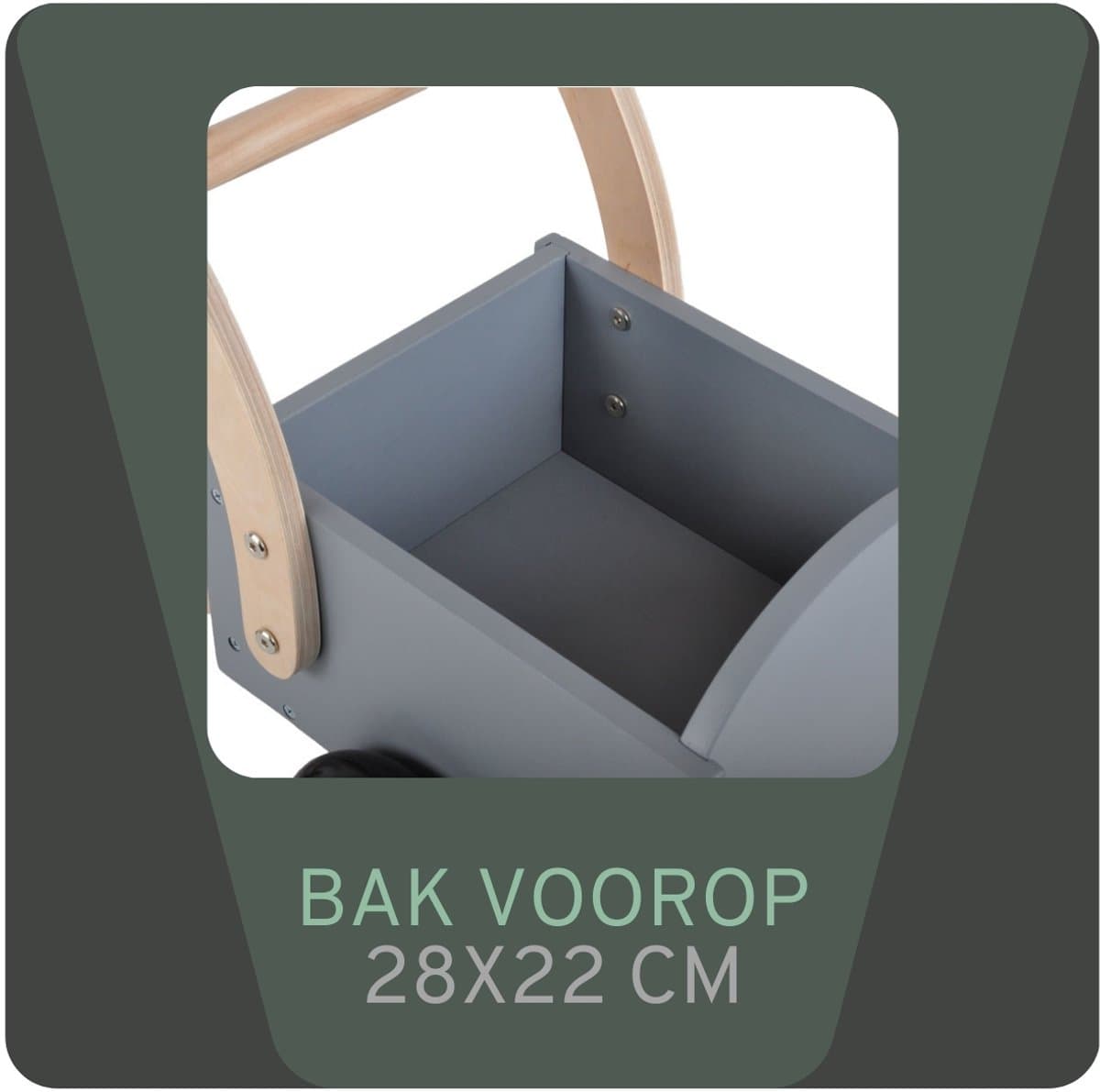 Bandits & Angels Bakfiets Loopfiets Hout Little Rider Grey vanaf 1 jaar - Voor Jongens en Meisjes - Ride-On Houten Bakfiets - Houten Loop Fiets Grijs - Geluidsarme Wielen - Kraamcadeau thumbnail 3
