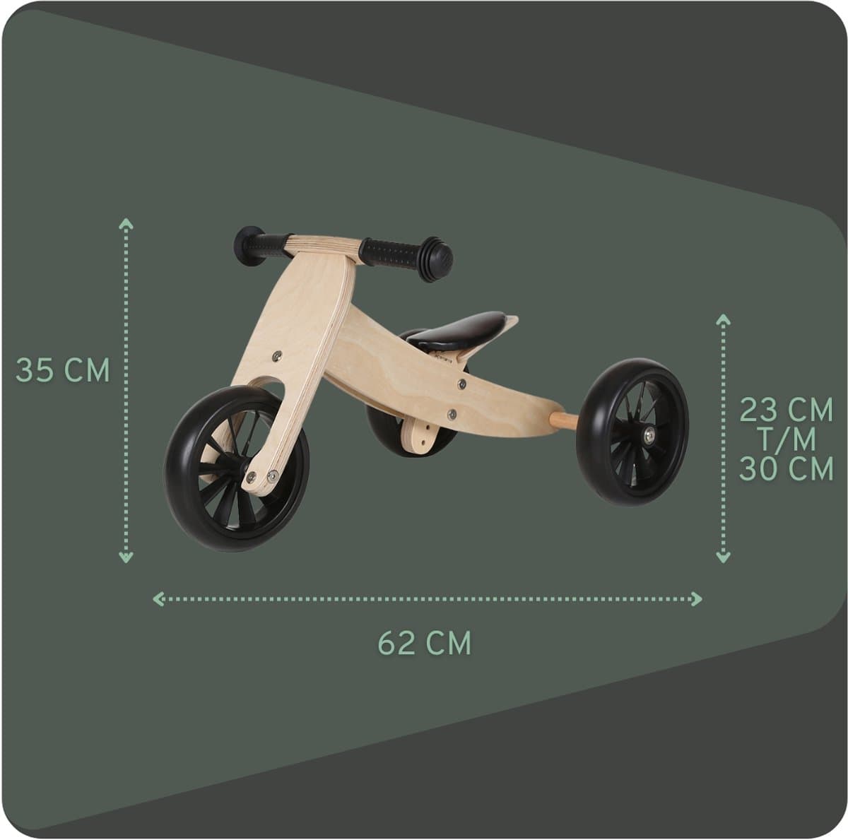 Bandits & Angels Smart Bike Loopfiets Hout 4-in-1 vanaf 1 jaar - Voor Jongens en Meisjes - Houten Loop Fiets - Omkeerbaar in Driewieler en Tweewieler - Verstelbaar Zadel thumbnail 8