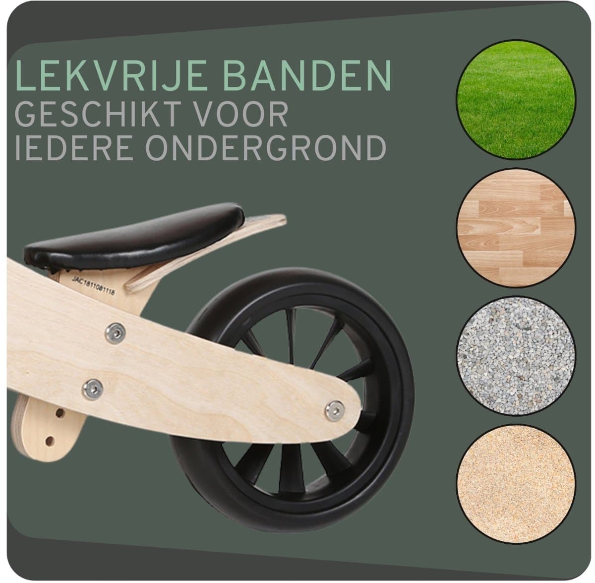 Bandits & Angels Smart Bike Loopfiets Hout 4-in-1 vanaf 1 jaar - Voor Jongens en Meisjes - Houten Loop Fiets - Omkeerbaar in Driewieler en Tweewieler - Verstelbaar Zadel thumbnail 5