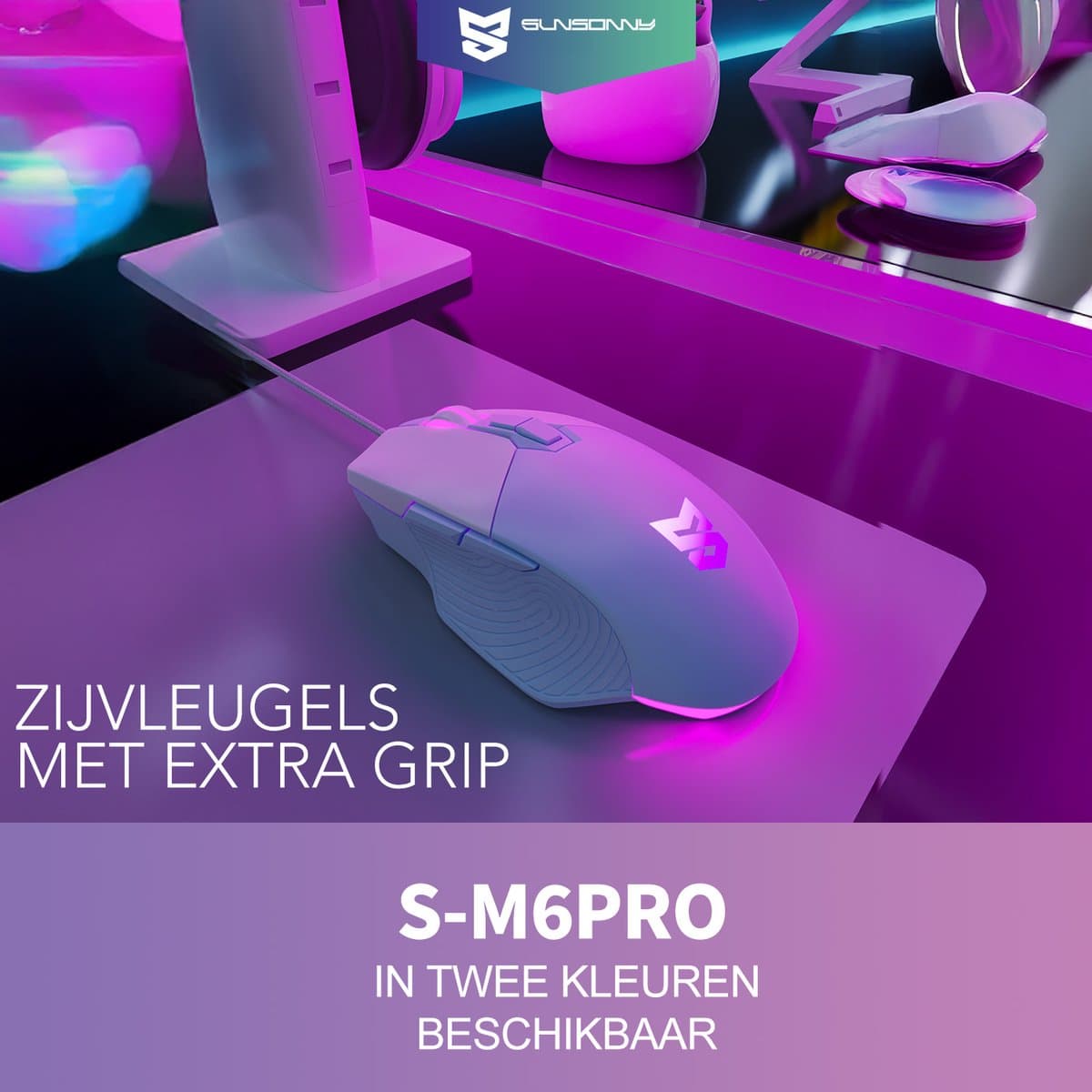 Sunsonny S-M6PRO Gaming Muis - 7200 DPI, Programmeerbaar thumbnail 2