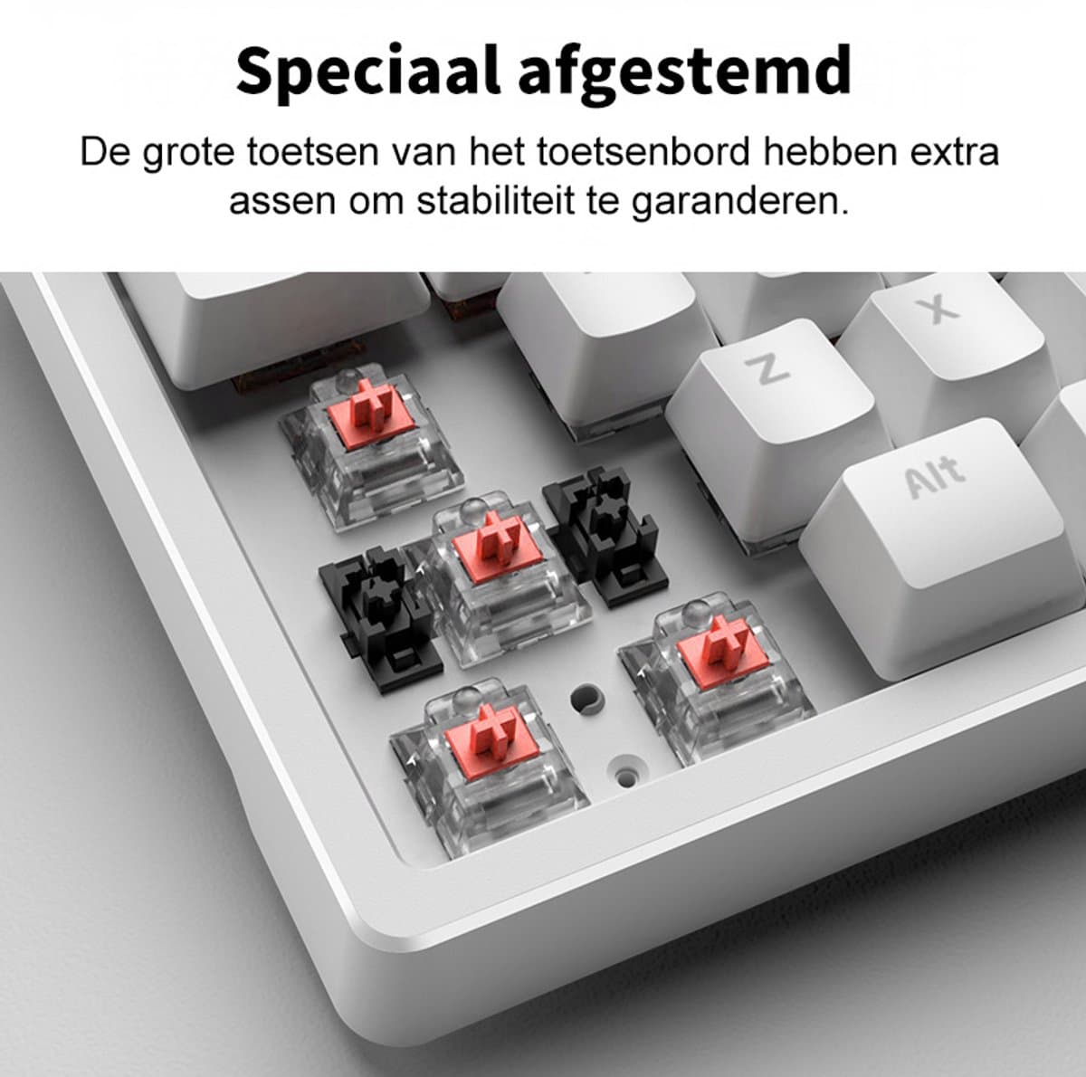 SunSonny N-J11PRO Mechanisch Gaming Toetsenbord Wit - 104 Keys Ergonomisch Bedraad RGB Gaming Keyboard - Red Switches thumbnail 2