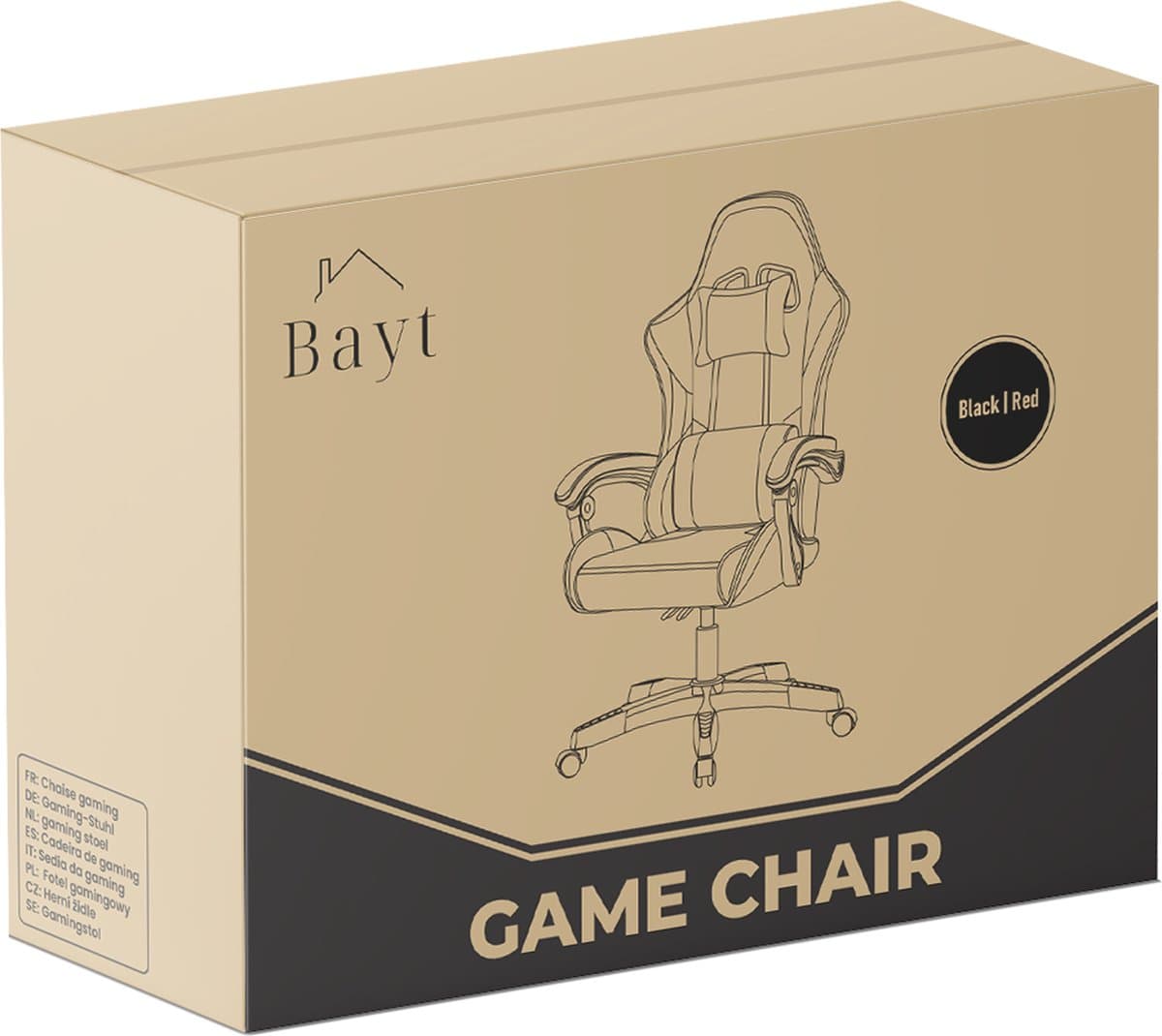Bayt Gamestoel - Gaming chair - Gamingstoel - Comfort gamer stoel - Zwart en rood thumbnail 7