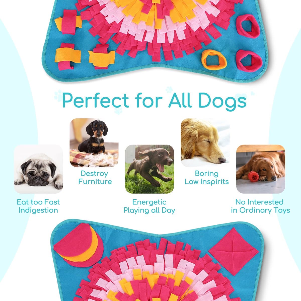 Nobleza Snuffelmat hond - honden speelmat - hondenspeelgoed - fleece - snackmat - 70 x 70 cm thumbnail 3