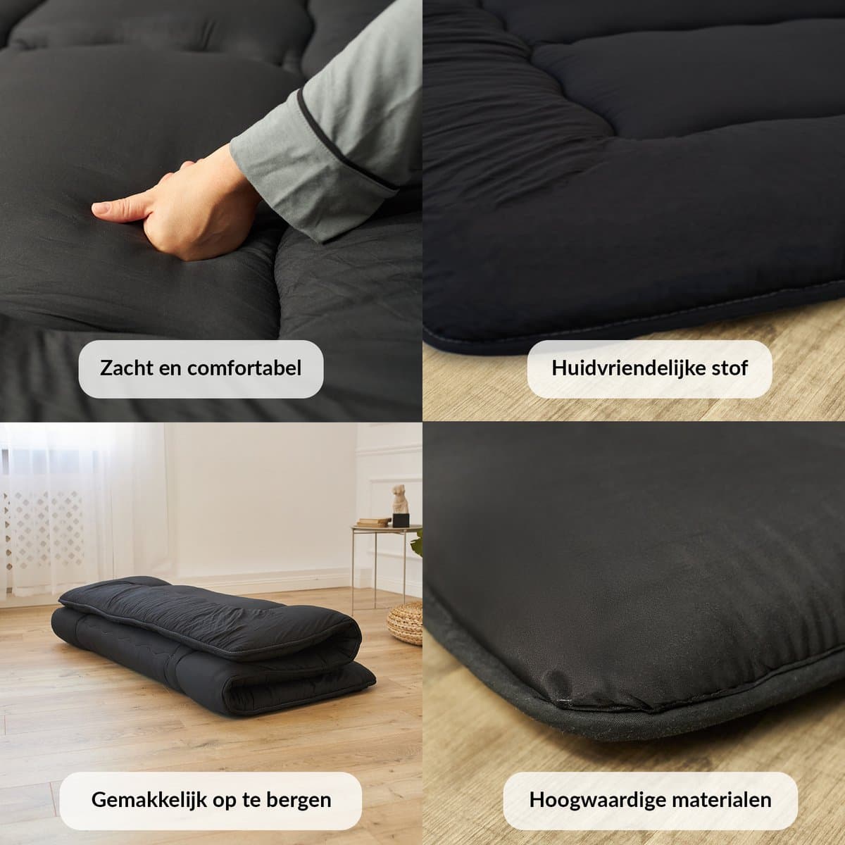 Futon Matras - Tatami Mat - Japans Vloermatras - Draagbaar en Oprolbaar Futon Matras -Comfortabele Slaapmatras - Futon Bed - Japanse Futon - Tweepersoons Futon Matras 140x200 thumbnail 4