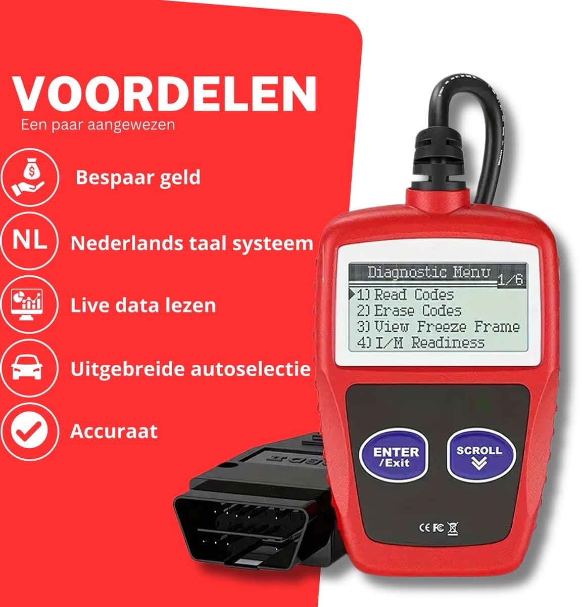 OBD2 Scanner – Auto Uitlezen & Storing Verwijderen – Nederlands – Plug & Play – CE-Gecertificeerd – Jumalu thumbnail 7