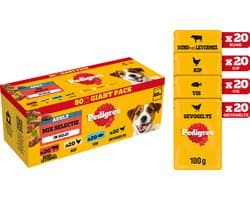 Pedigree Hondenvoer - Mix Selectie in Gelei - Maaltijdzakjes - 80x100g
