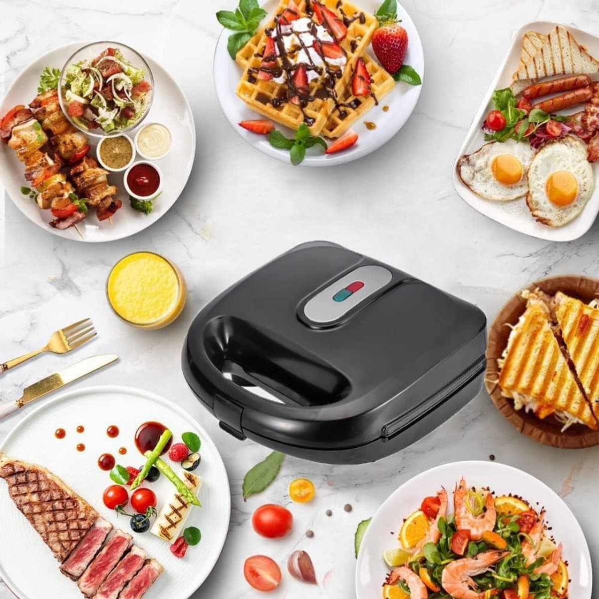 Contactgrill met uitneembare platen - Tosti ijzer - Panini Grill - Grill - Contactgrill - Uitneembare platen - Makkelijk schoon te maken - Grill appartaat - Verschillende progamma's thumbnail 4