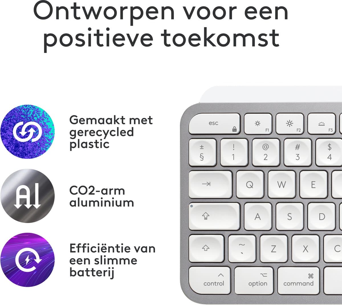 Logitech MX Keys S for Mac - Draadloos Toetsenbord - Bluetooth - Qwerty US INTL - Pale Grey thumbnail 6