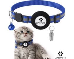 Lunspets - Kattenhalsband - Geschikt voor Airtag - Veiligheidssluiting - Reflecterend - Blauw