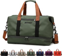 Productfoto van Sporttas & reistas voor dames en heren, Groen, met schoenenvak en nat vak, grote capaciteit, reistas, lichte trainingstas, waterdichte zwemtas voor reizen, sport, fitness