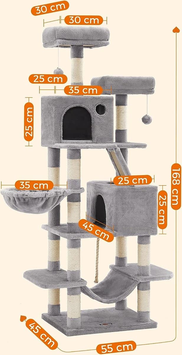 Krabpaal 168cm, 13 sisalzuilen, hangmat en mand - €69.95 thumbnail 8