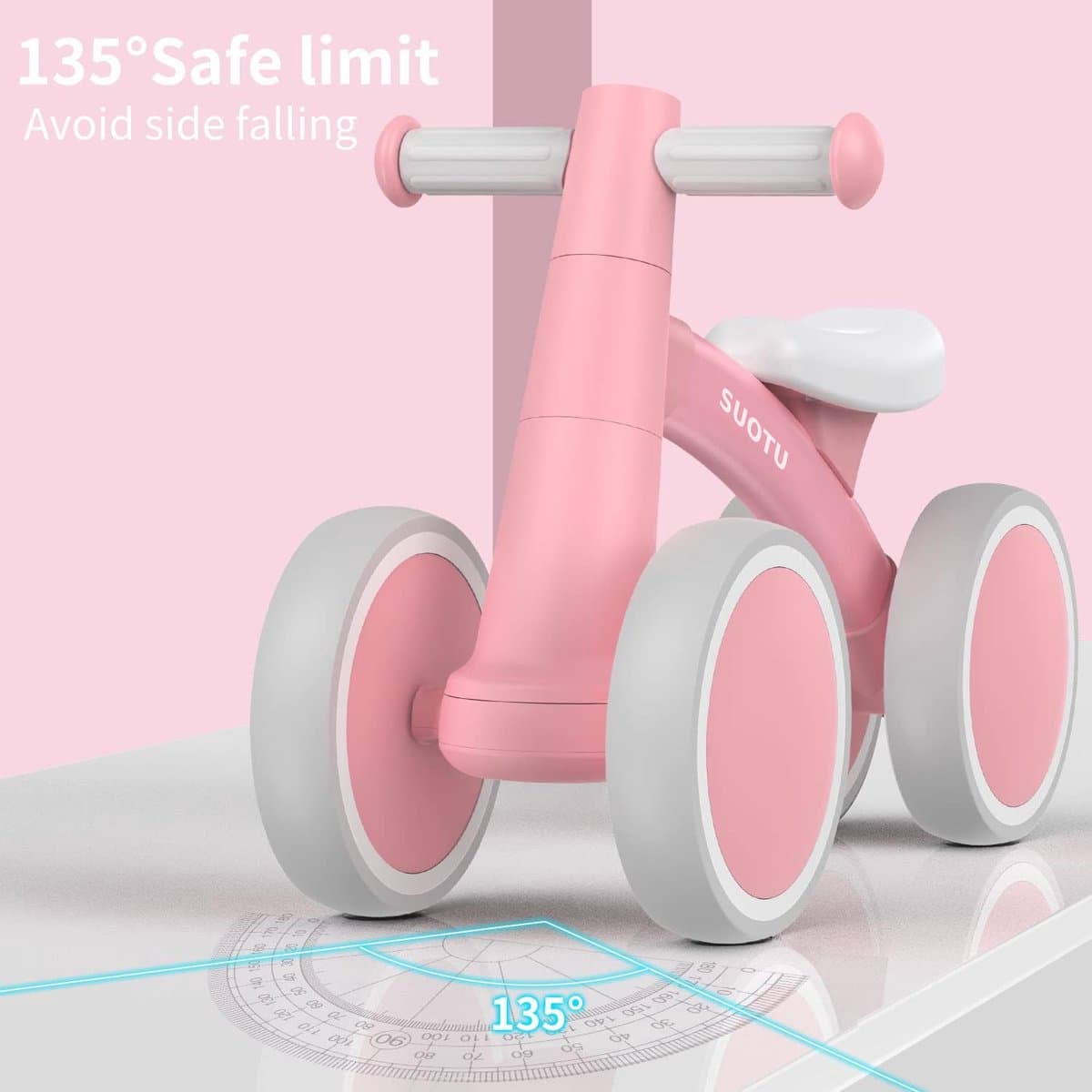 Suotu Loopfiets - Jongens en Meisjes - Speelgoed 1 jaar t/m 3 jaar - Certified Speelgoed - Roze thumbnail 3