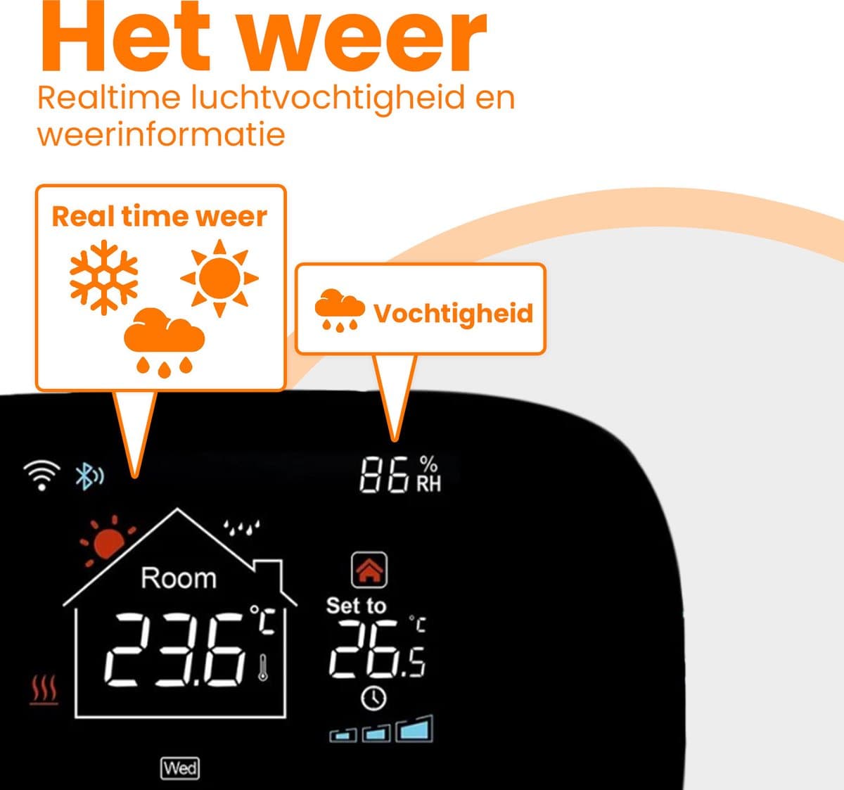 Nince Thermostaat CV ketel - Slimme Thermostaat Voor CV - Digitaal - Handmatig Programmeerbaar - Incl RF module thumbnail 5