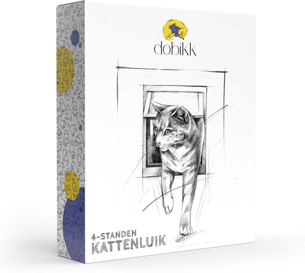 Kattenluik Maat L met Tunnel - 4 Standen Kattenklep voor Deur - Weerbestendig - Zwart thumbnail 5