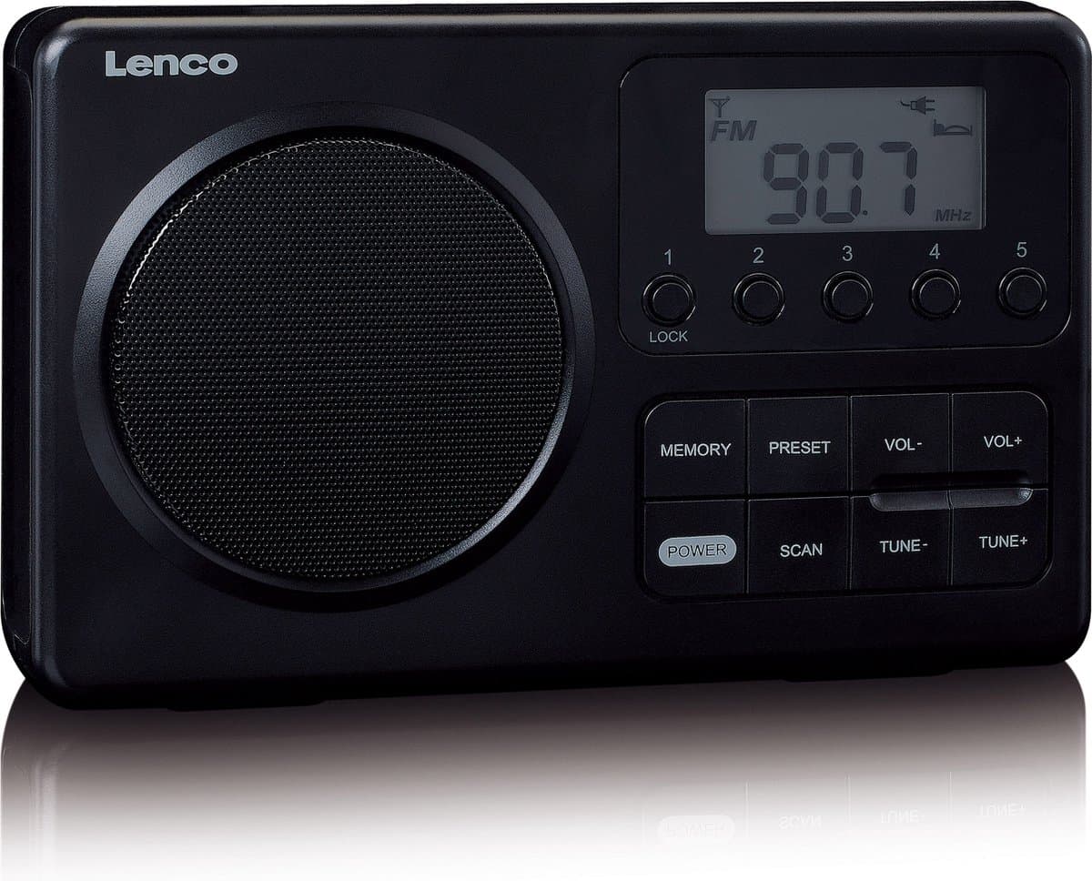 Lenco MPR-035BK Draagbare Radio op Batterijen en Netstroom - Compacte FM Radio met LCD-scherm, 20 Voorkeurzenders en Noodradio Functie - Zwart thumbnail 3