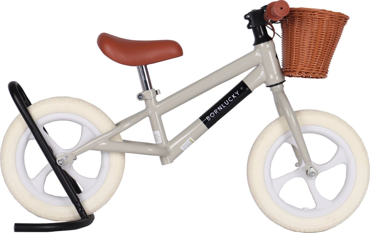 Born Lucky® Loopfiets Met Fietsmand– Vanaf 2 jaar – 12 inch massieve banden - Verstelbaar Zadel & Stuur – Olijf Groen thumbnail 6