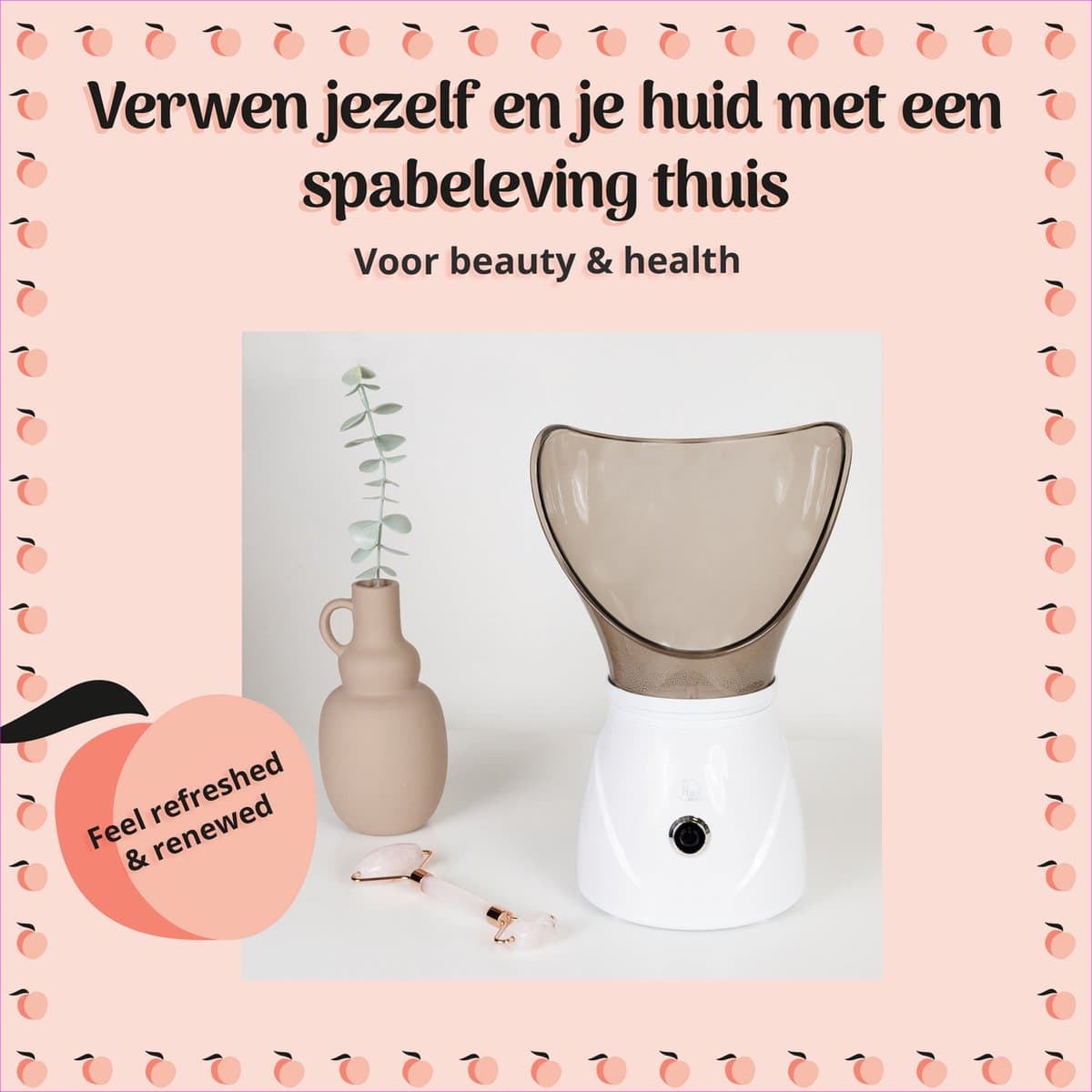 Gezichtsstomer 2-1 Set - Mee Eters Verwijderen - Blackhead Remover - Stoom Inhalator - Gezichtsreiniger Elektrisch - Gezichtssauna - Gezichtsverzorging Vrouwen / Mannen - Wit - Peach Beauty thumbnail 4