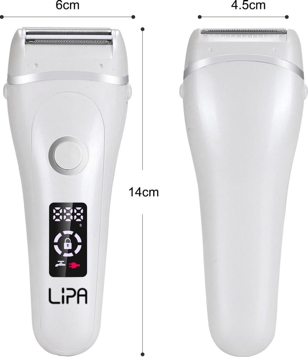 Lipa 588 Ladyshave Waterproof - Ladyshaves voor vrouwen - Ladyshaves oplaadbaar - Scheerapparaat vrouwen - Ontharingsapparaat - Gezichtsontharing dames - Draadloos - Droog en nat - LED indicator - USB opladen - Gezicht, oksels, benen en bikinilijn thumbnail 4
