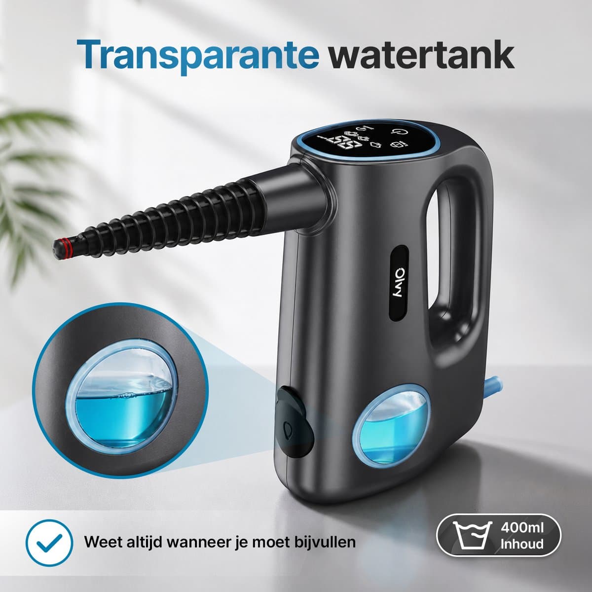 Olvy 12-in-1 Handstoomreiniger – Touchscreen - Stoomreiniger & Handstomer – Steam Cleaner - Vlekkenreiniger – Tapijtreiniger – Voor Badkamer, Keuken, Bank & Meubels thumbnail 6