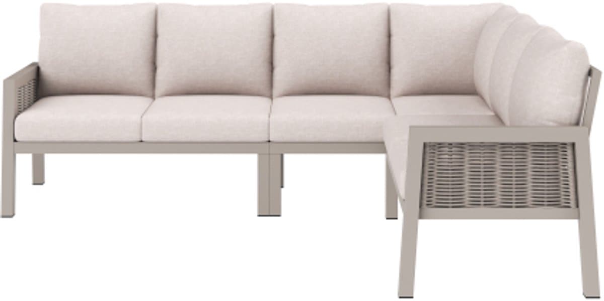 Tuinset 8 Personen met Hoekbank en Eettafel - Loungeset Tuin met Bank, Glazen Tafelblad en Gevlochten Touwdetails - Weerbestendige Tuinmeubelen - Khaki thumbnail 7