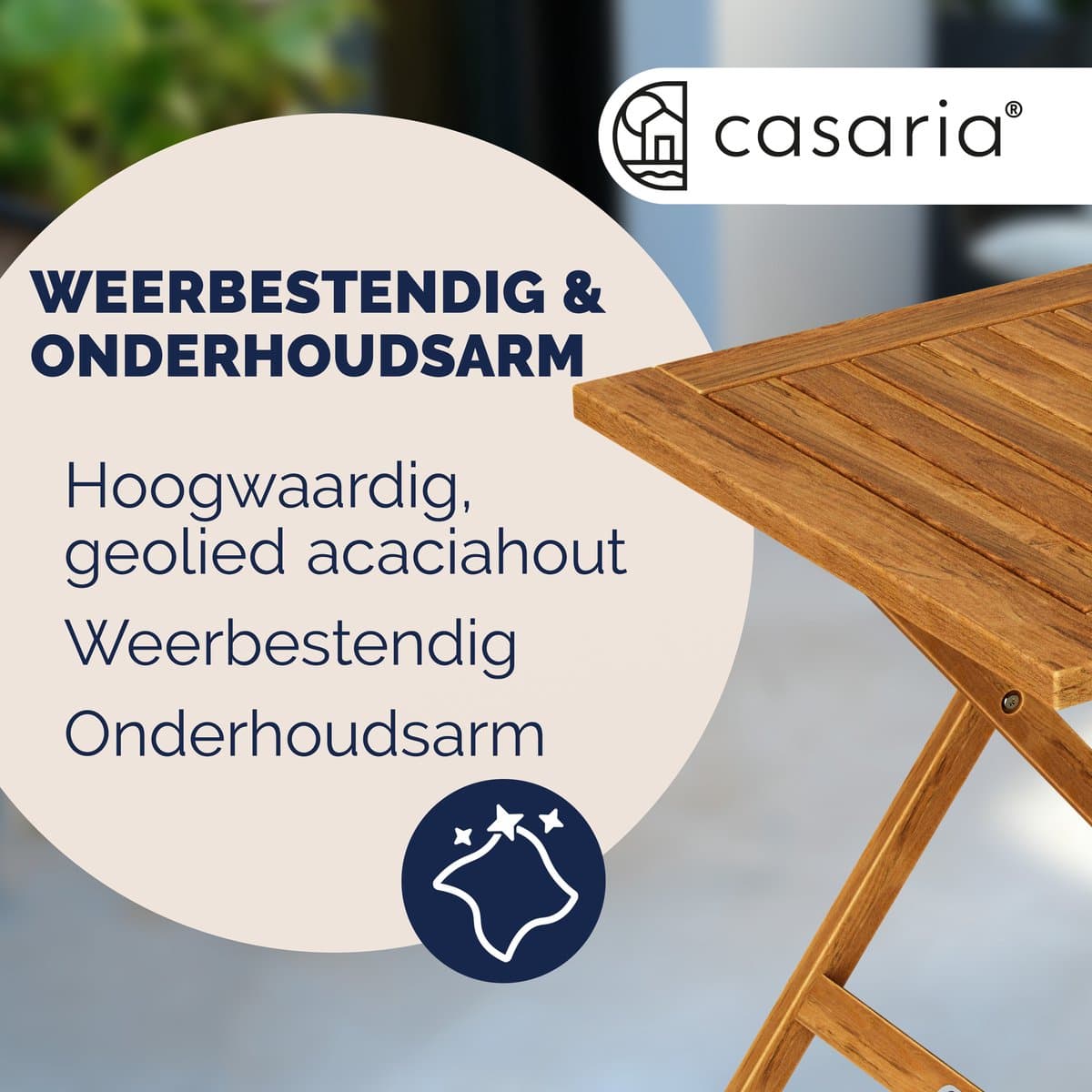 Casaria Bijzettafel - Acacia Hout 46x46x46cm Inklapbaar - Bruin thumbnail 7