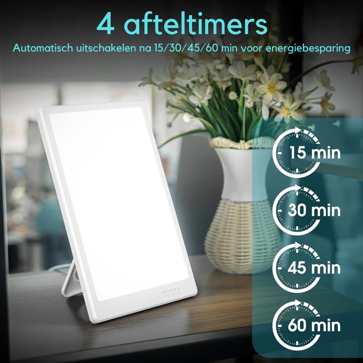 TIM® Bureaulamp led dimbaar daglicht- Wit - USB oplaadbaar - 3 kleurenfuncties - Daglichtlamp - Touchscreen - Lichttherapielamp - Hobby lamp voor schilderen, puzzelen – UV-Vrij - Tafellamp/lamp staand - Wit - 24cm x 21cm x 5cm thumbnail 7